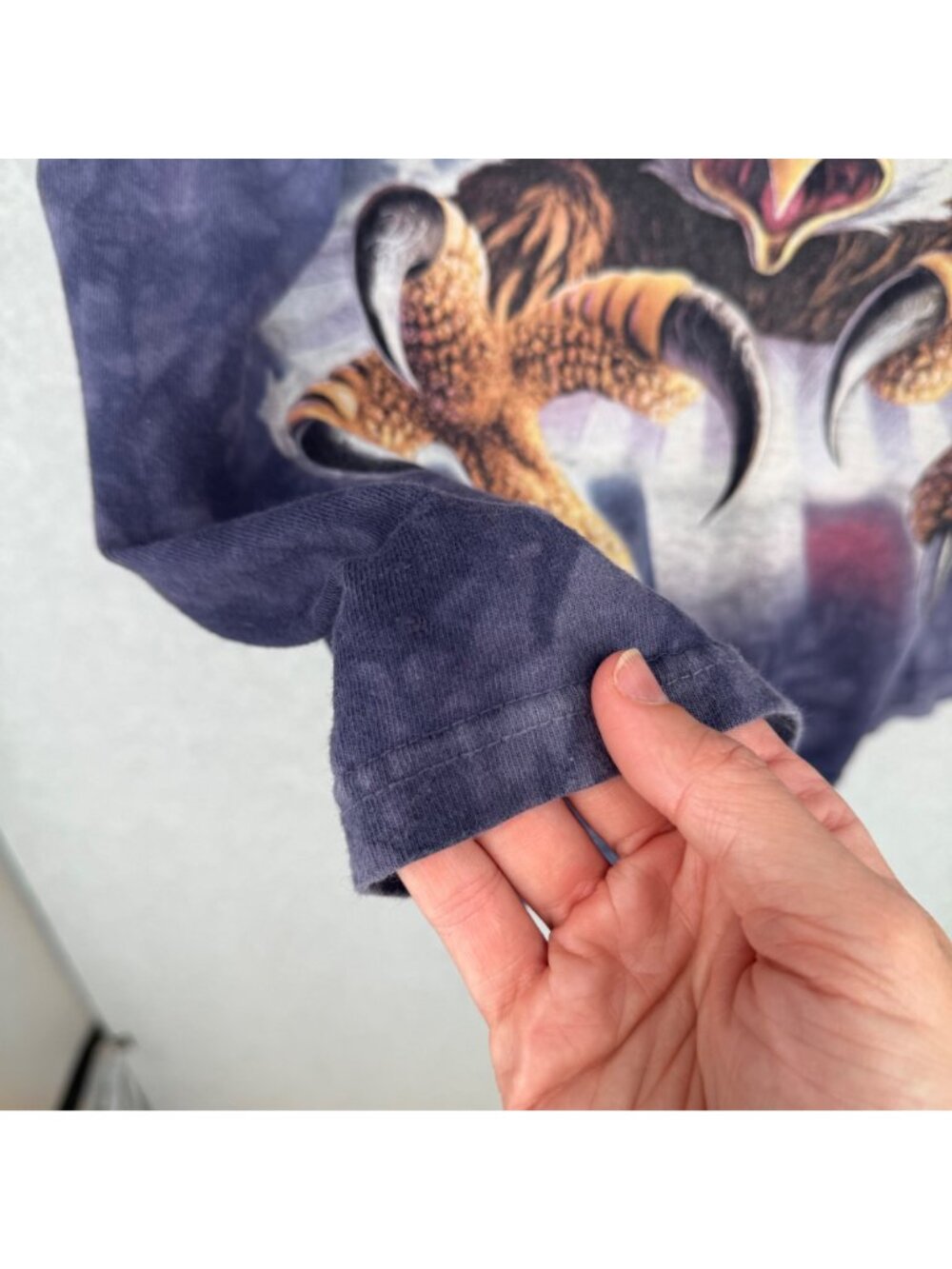 The Mountain Mens Eagle Print T Shirt Size L Purple Tie Dye USA Jerry Lofaro - Picture 5 of 10